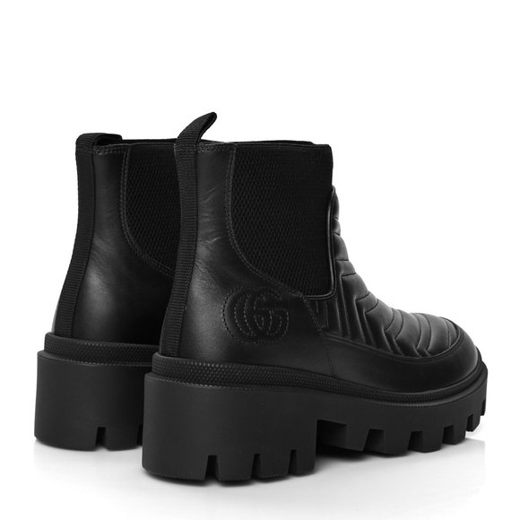 GUCCI Frances Matelassé Double G Logo Chelsea Women Boots Sz: 8 - Picture 4 of 10